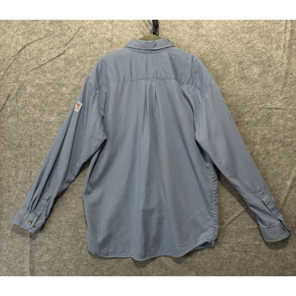 Tyndale FR Flame Resistant Shirt Mens Sz L Blue Pockets Workwear Utility USA - Picture 2 of 9